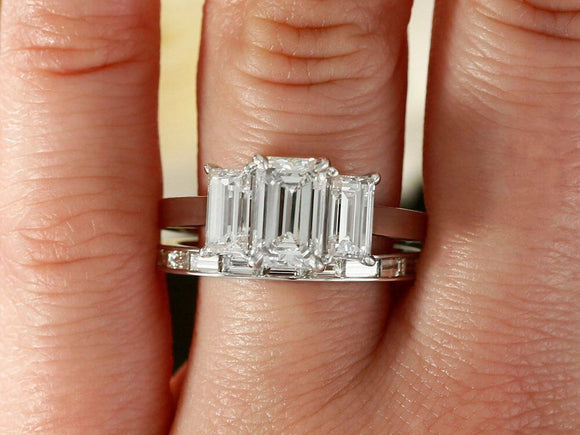 1.15ctw Emerald Cut Diamond Trilogy Ring – Jewels by Grace